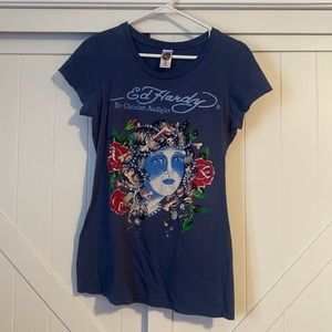 Ed Hardy by Christian Audigier Y2K Geisha Vintage Tee Shirt